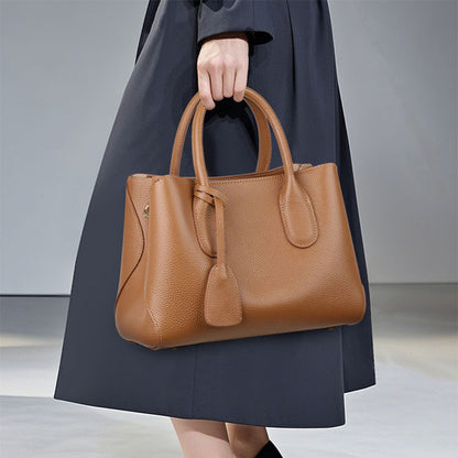 Structured Genuine Leather Tote Bag - image 5