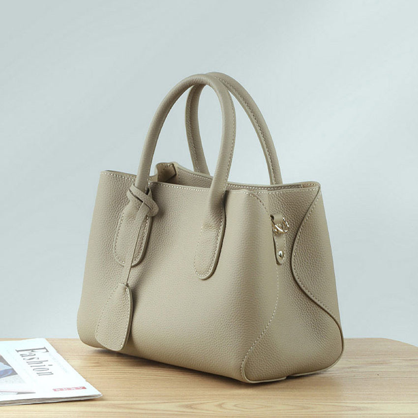 Structured Genuine Leather Tote Bag - image 6