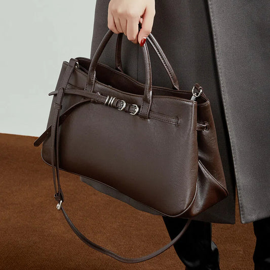 Structured Genuine Leather Work Handbag - image 1