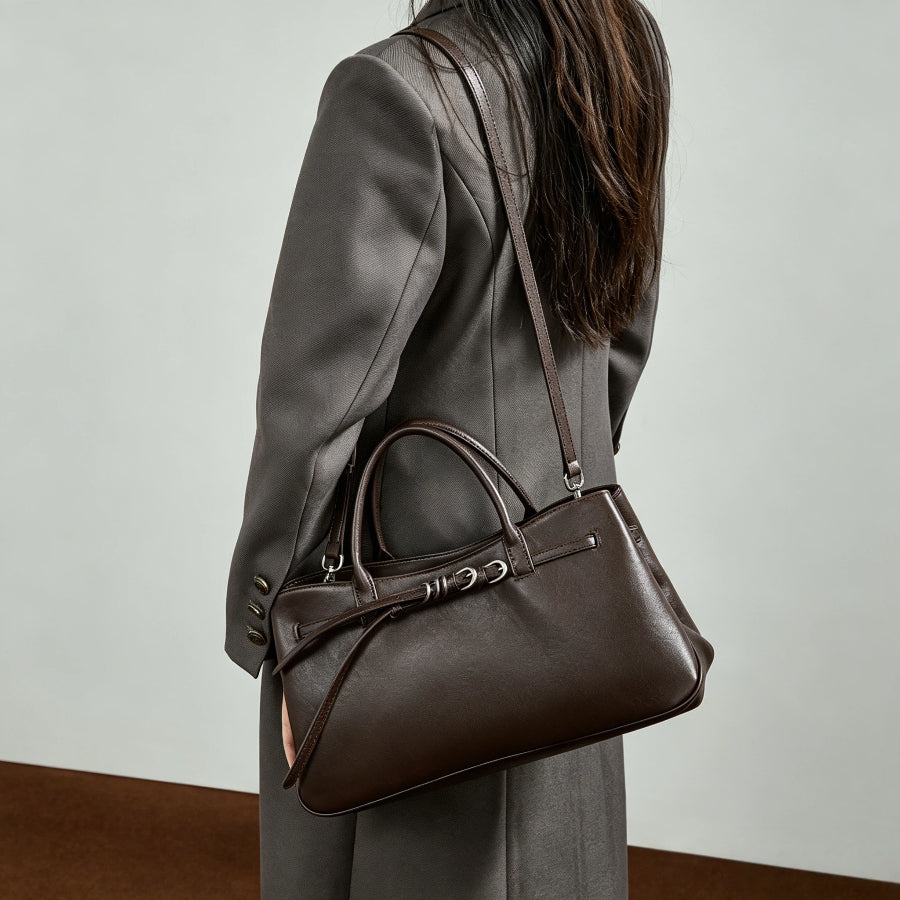 Structured Genuine Leather Work Handbag - image 3