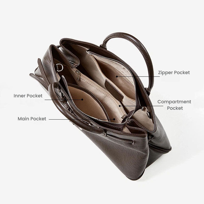 Structured Genuine Leather Work Handbag - image 4