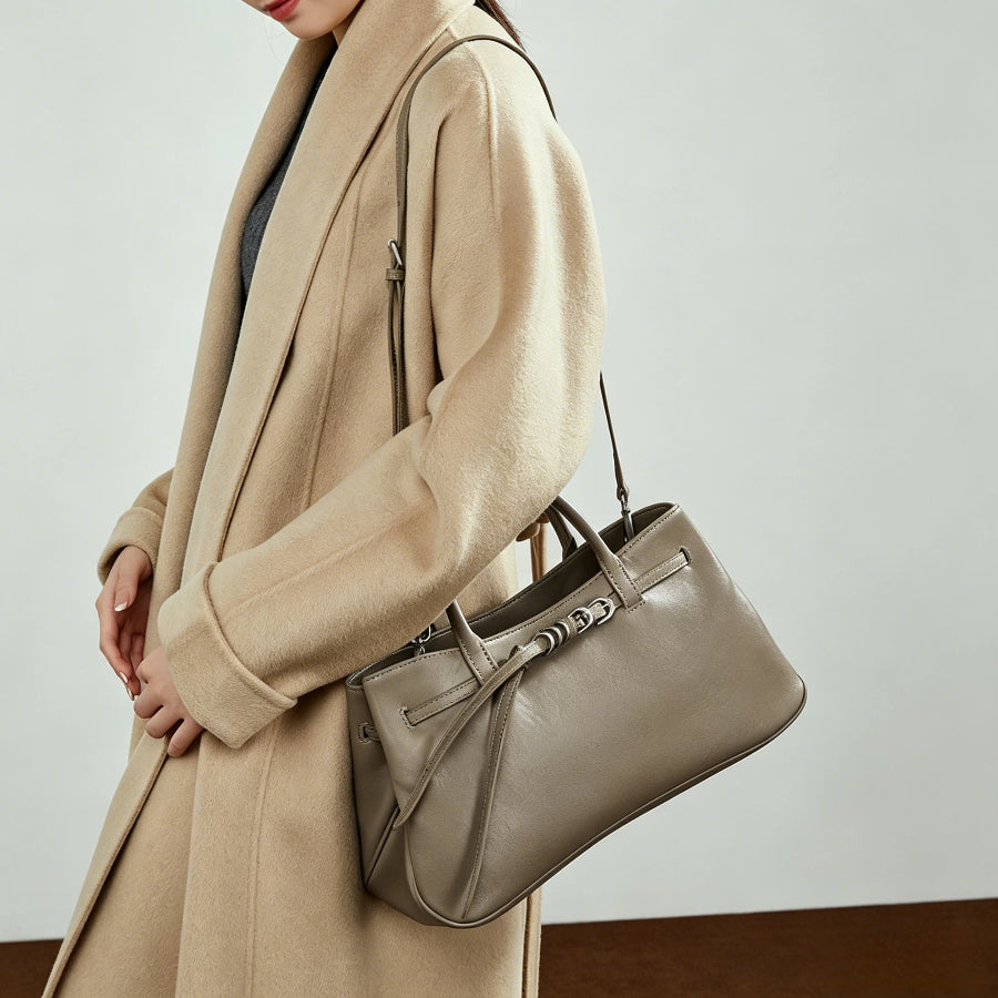 Structured Genuine Leather Work Handbag - image 5