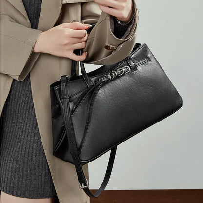 Structured Genuine Leather Work Handbag - image 6