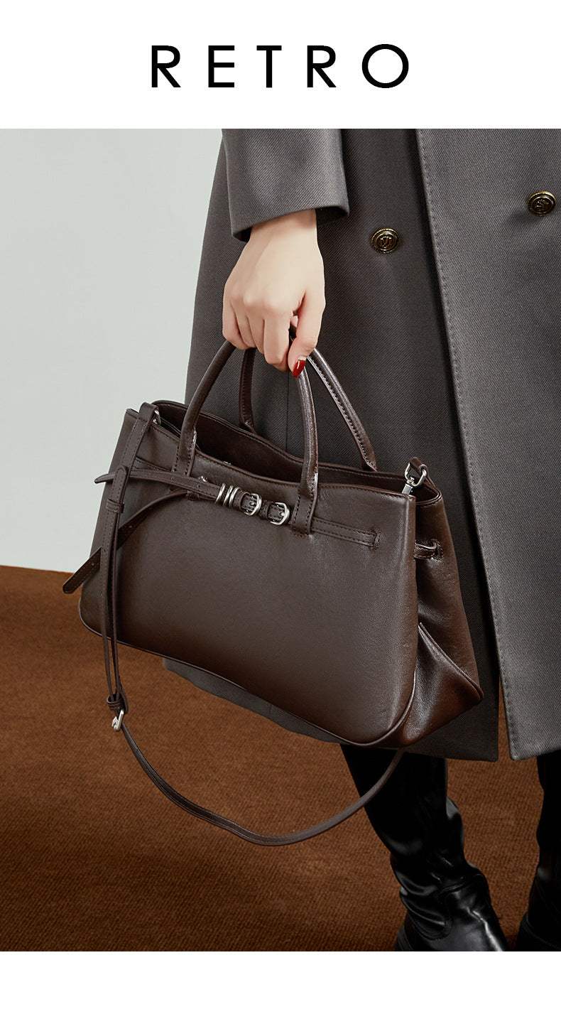 Structured Genuine Leather Work Handbag - image 8