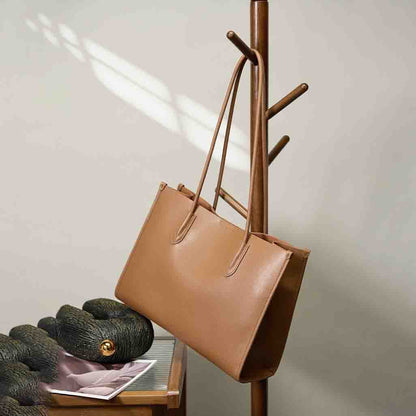 Structured Genuine Leather Work Tote Bag - image 2