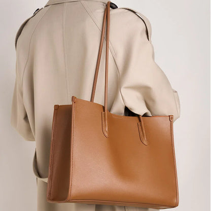 Structured Genuine Leather Work Tote Bag - image 3