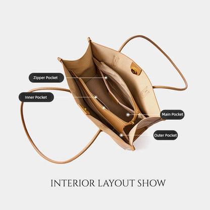 Structured Genuine Leather Work Tote Bag - image 6