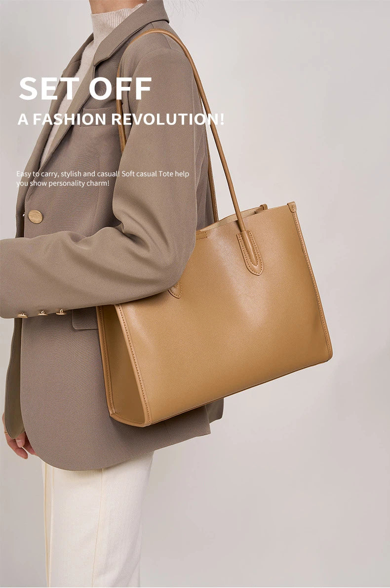 Structured Genuine Leather Work Tote Bag - image 8