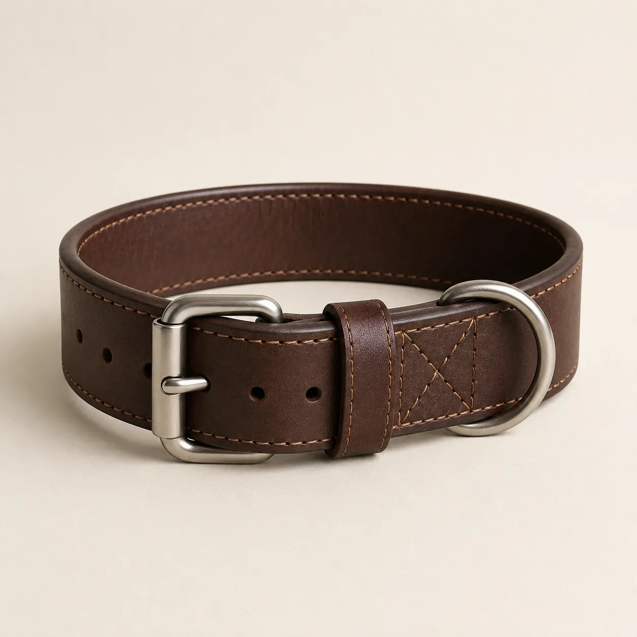 Wide brown leather dog collar for large dogs concept sample