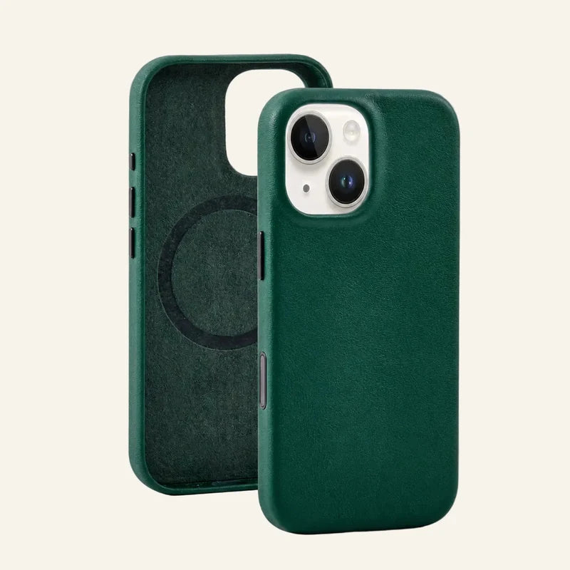 Green Genuine Leather Phone Case for iPhone 16 Pro Max — Custom OEM — original color preview image