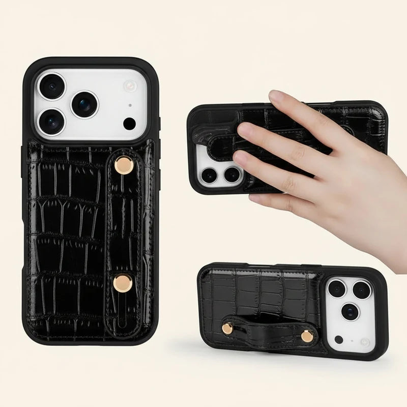 Crocodile Leather Crossbody Full-Wrap Phone Case for iPhone 17 Series — Custom OEM — original color preview image