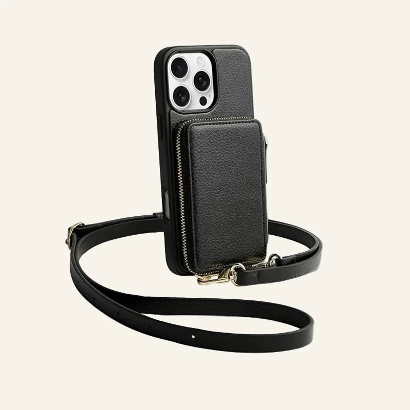 Leather Magnetic Crossbody Wallet Case for iPhone 16 Series — Custom OEM — original color preview image