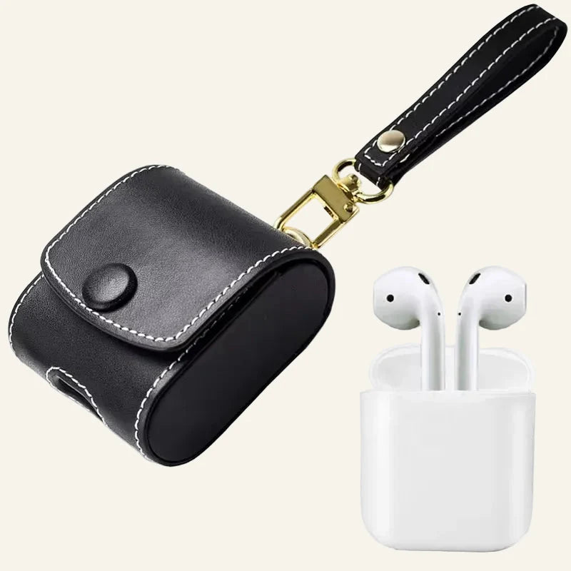 Étui AirPods en cuir véritable à bandoulière, modèles au choix (fabrication OEM et vente en gros) — original color preview image