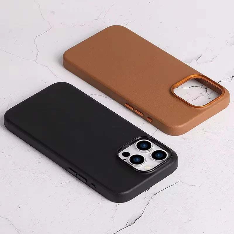 Multicolour Genuine Leather Magnetic Phone Case for iPhone 15 Series — Custom OEM — original color preview image
