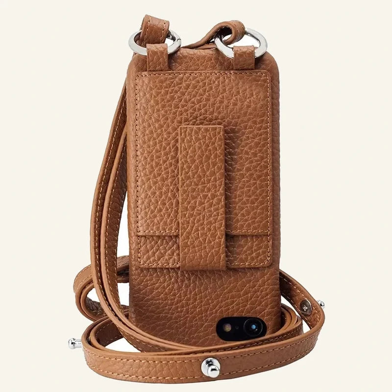 Genuine Leather Detachable Crossbody Wallet Phone Case — Custom OEM — original color preview image