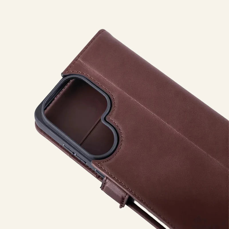 Genuine Leather Folio Wallet Phone Case for Samsung Galaxy S26 Series — Custom OEM — original color preview image
