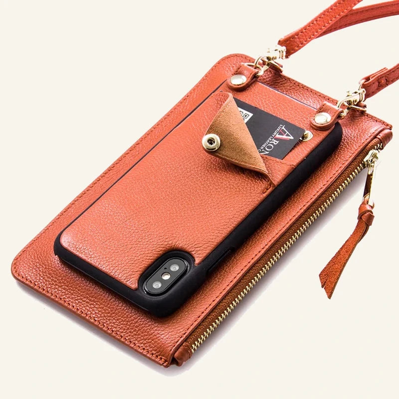 Leather Crossbody Wallet Case for Custom Phone Models Style 06 — Custom OEM — original color preview image