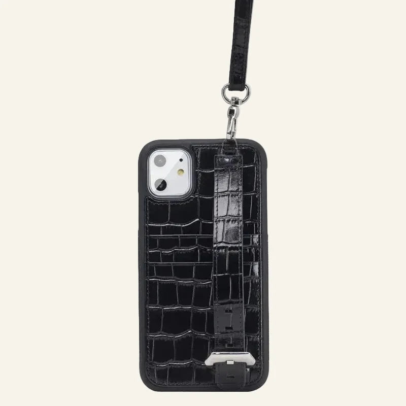 Crocodile Leather Crossbody Wallet Case for Custom Phone Models Style 02 — Custom OEM — original color preview image