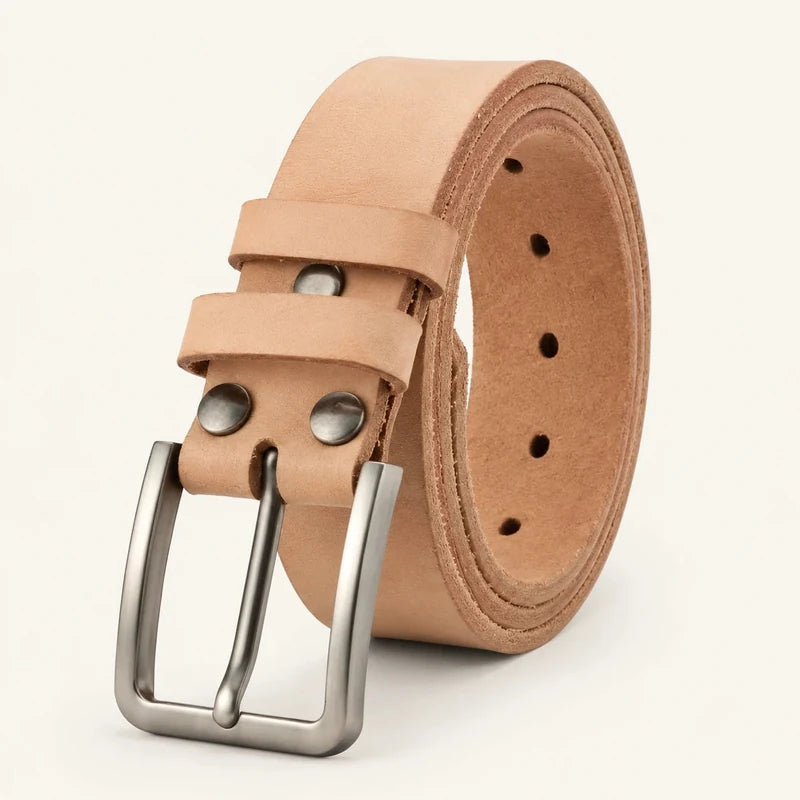 Natural Leather Pin-Buckle Belt — Custom OEM — original color preview image