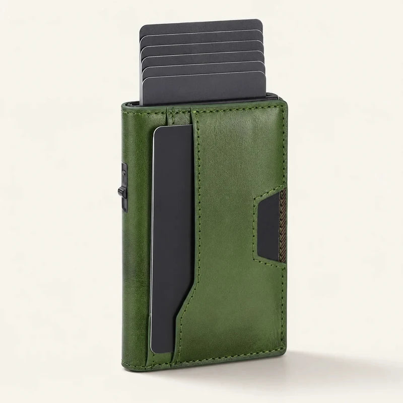 Full-Grain Leather Pop-Up Aluminum Wallet — Custom OEM — original color preview image