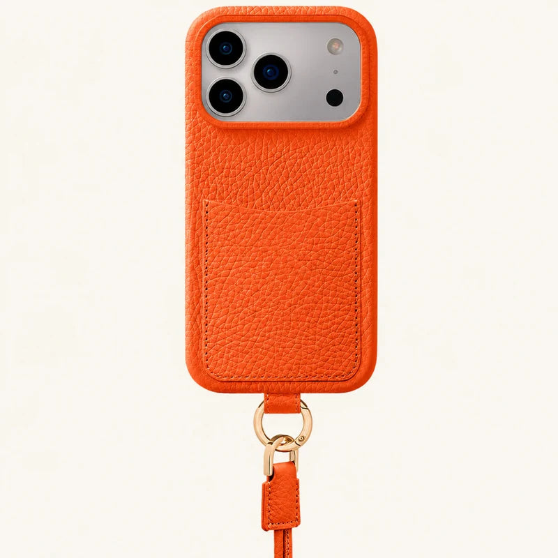 Leather iPhone 17 Pro Max Card Holder Case with Lanyard — Custom OEM — original color preview image
